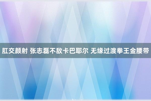 肛交颜射 张志磊不敌卡巴耶尔 无缘过渡拳王金腰带