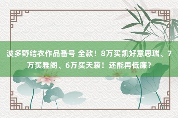 波多野结衣作品番号 全款！8万买凯好意思瑞、7万买雅阁、6万买天籁！还能再低廉？